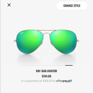green reflective rayban aviators